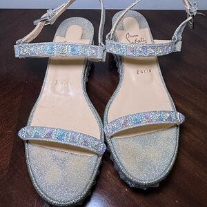 Christian Louboutin Silver Rhinestone Sandals
